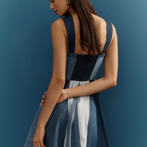 Pilcro Sleeveless Paneled Denim Fit & Flare Mini Dress - Picture 4 of 4